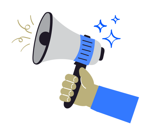 A hand holding a megaphone